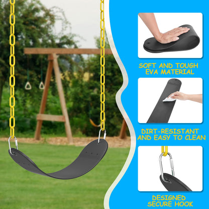 EVA Soft Plastic Swing Set, AGPTEK Swing Seat with 66 Inch Heavy-Duty Rust-Resistant Chains-Black