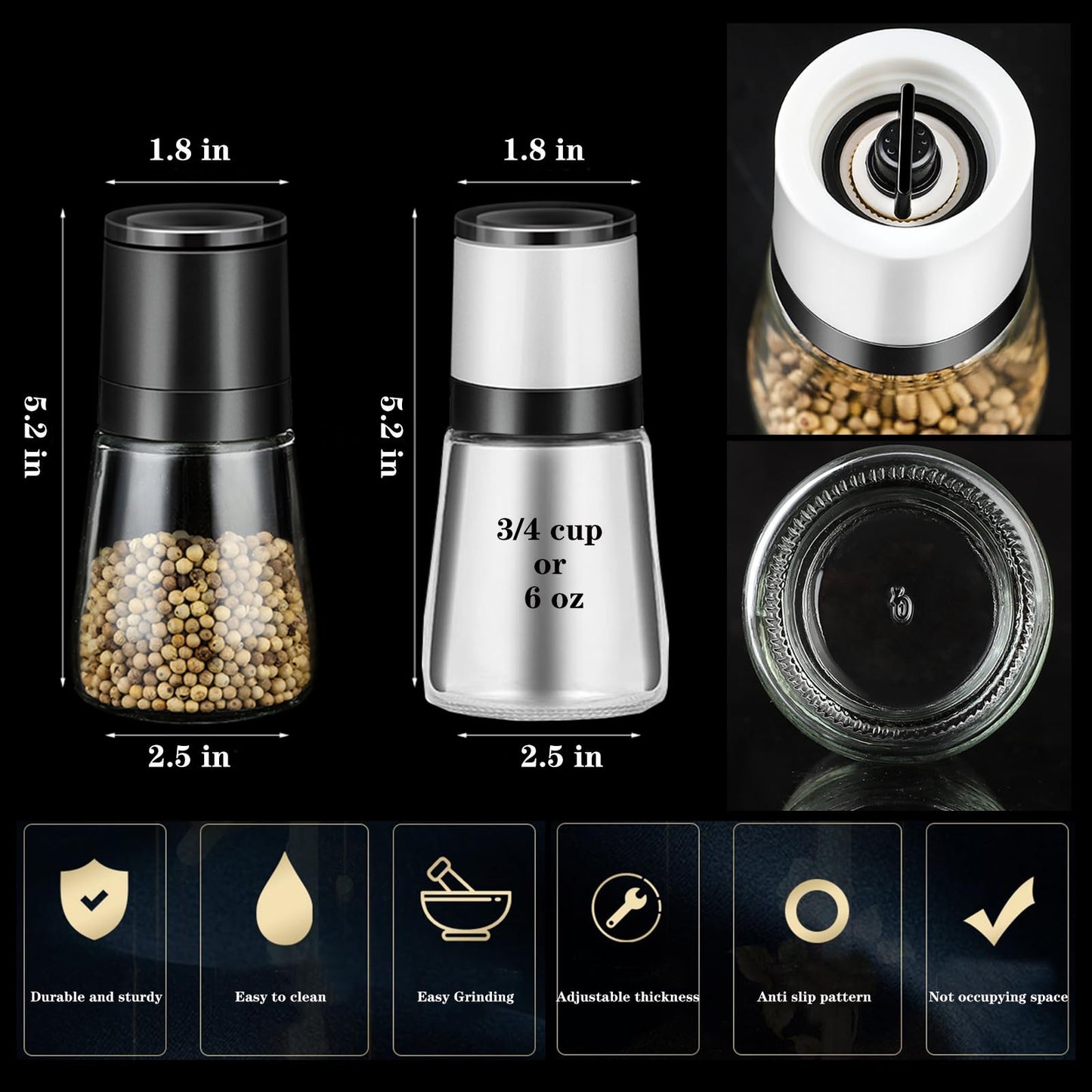 Salt and Pepper Grinder Set by ANDONG