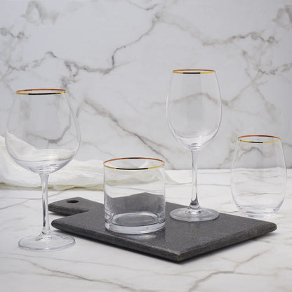 Mikasa Julie Gold Set of 4 White Wine Glasses, 16.5-Ounce, Clear