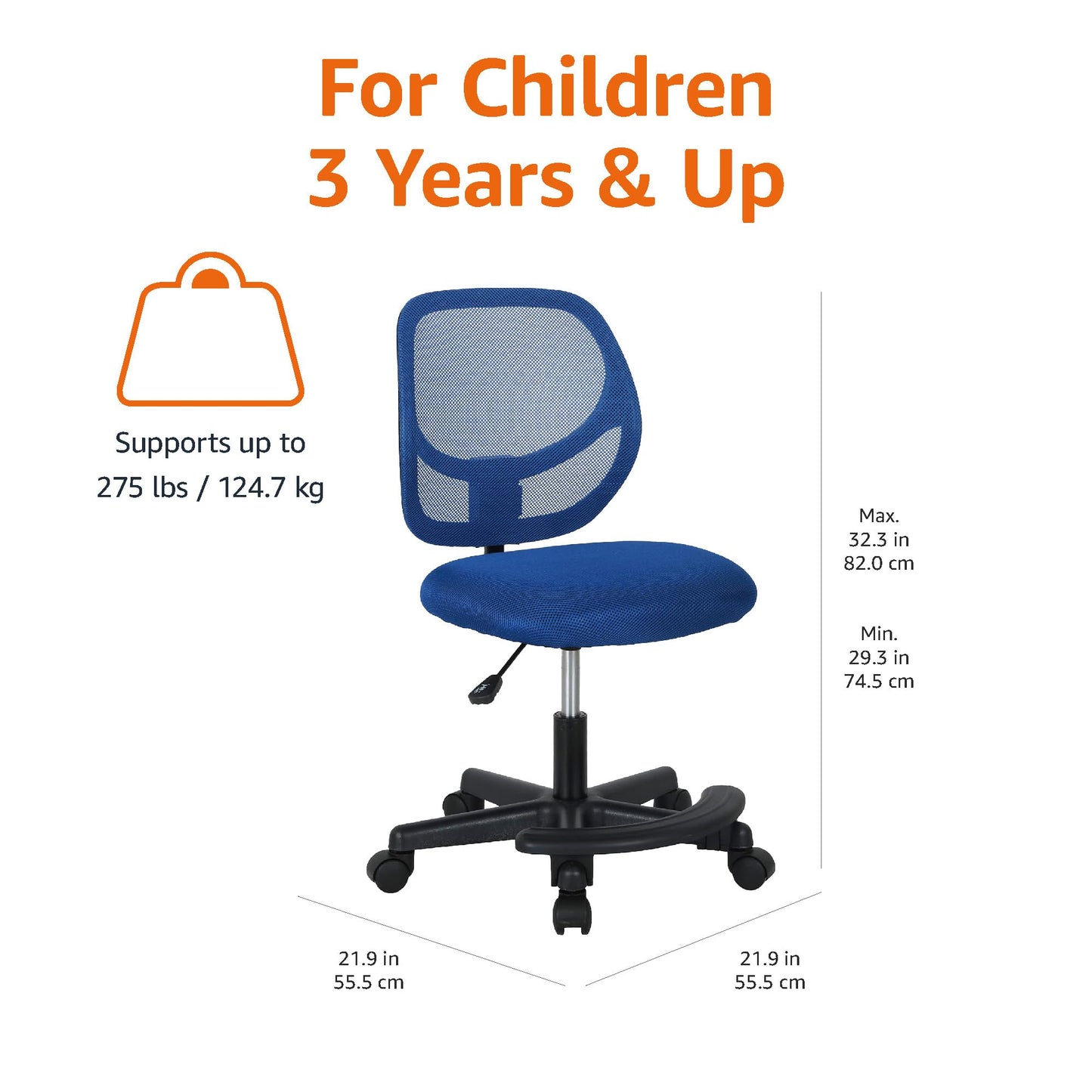 Kids Adjustable Low-Back Desk Chair with Footrest