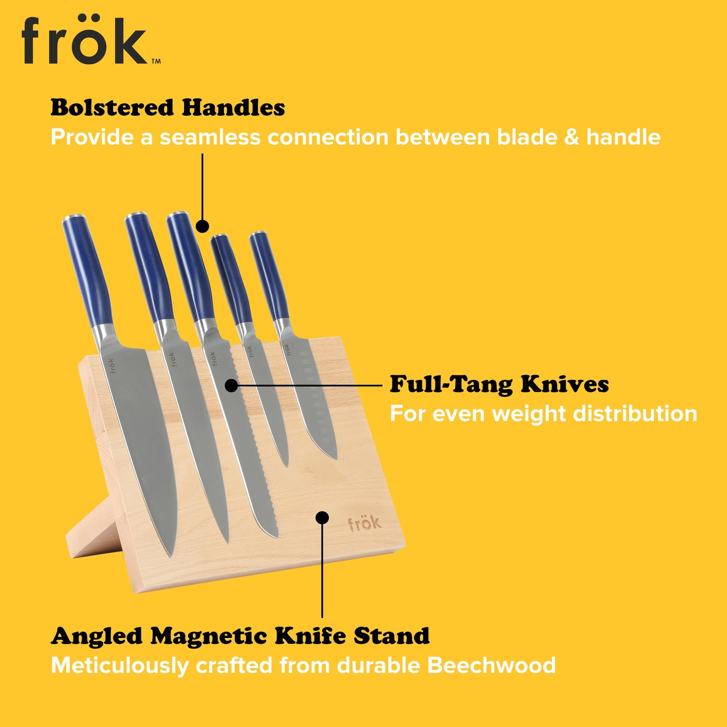 6-Piece German Steel Knife Set with Block