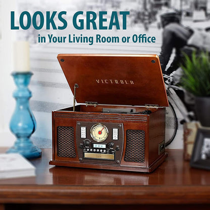 Victrola 8-in-1 Bluetooth Record Player Center