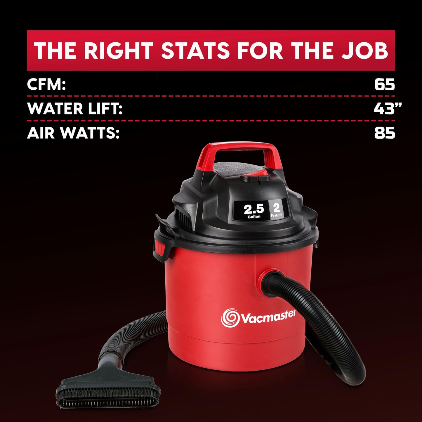 2.5-Gallon Vacmaster Wet/Dry Vacuum - Wall Mountable