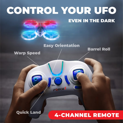 Force1 UFO 4000 Mini Drone for Kids - LED Remote Control Drone, Small RC Quadcopter for Beginners, 2.4GHz Remote Control, 360 Flips, 2 Speed UFO Drone, 2 RC Drone Toy Batteries, Flying Drones for Kids