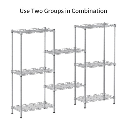 SINGAYE 4 Tier Shelf Adjustable Storage Shelf Wire Shelving,350LBS Load Capacity,Metal Storage Rack for Kitchen Office Home Storage Pantry Room,Silver,17.32" W X 11.41”D X43.3” H
