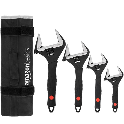 4-Piece Adjustable Wrench Set by Amazon Basics