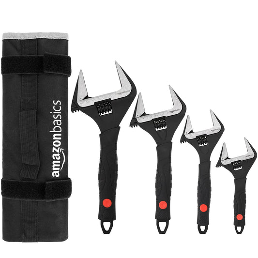 4-Piece Adjustable Wrench Set by Amazon Basics