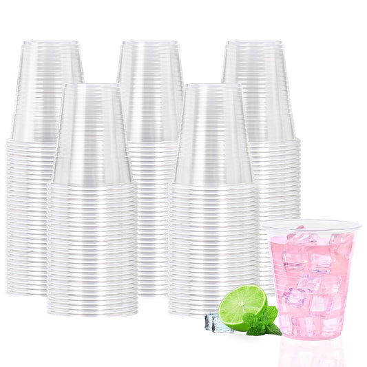 BYSNOW 12oz Clear Plastic Cups, 300 Count Bulk