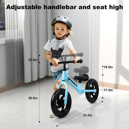 Balance Bike 2 Year Old Black Lightweight Toddler Bike for 2 3 4 5 Years, Birthday Gift Toys for Boys and Girls Early Learning Balance Bikes for Kids with Adjustable Handlebar and Seat Black