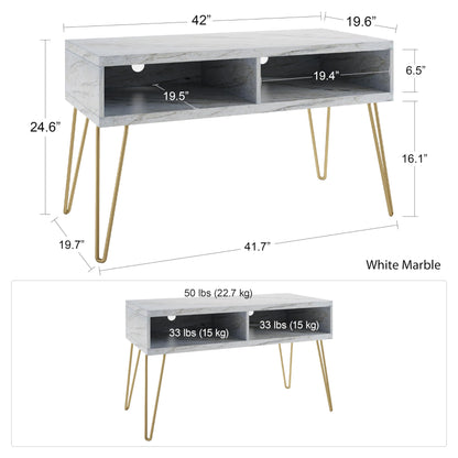 Novogratz Athena TV Stand for TVs up to 42", White Faux Marble