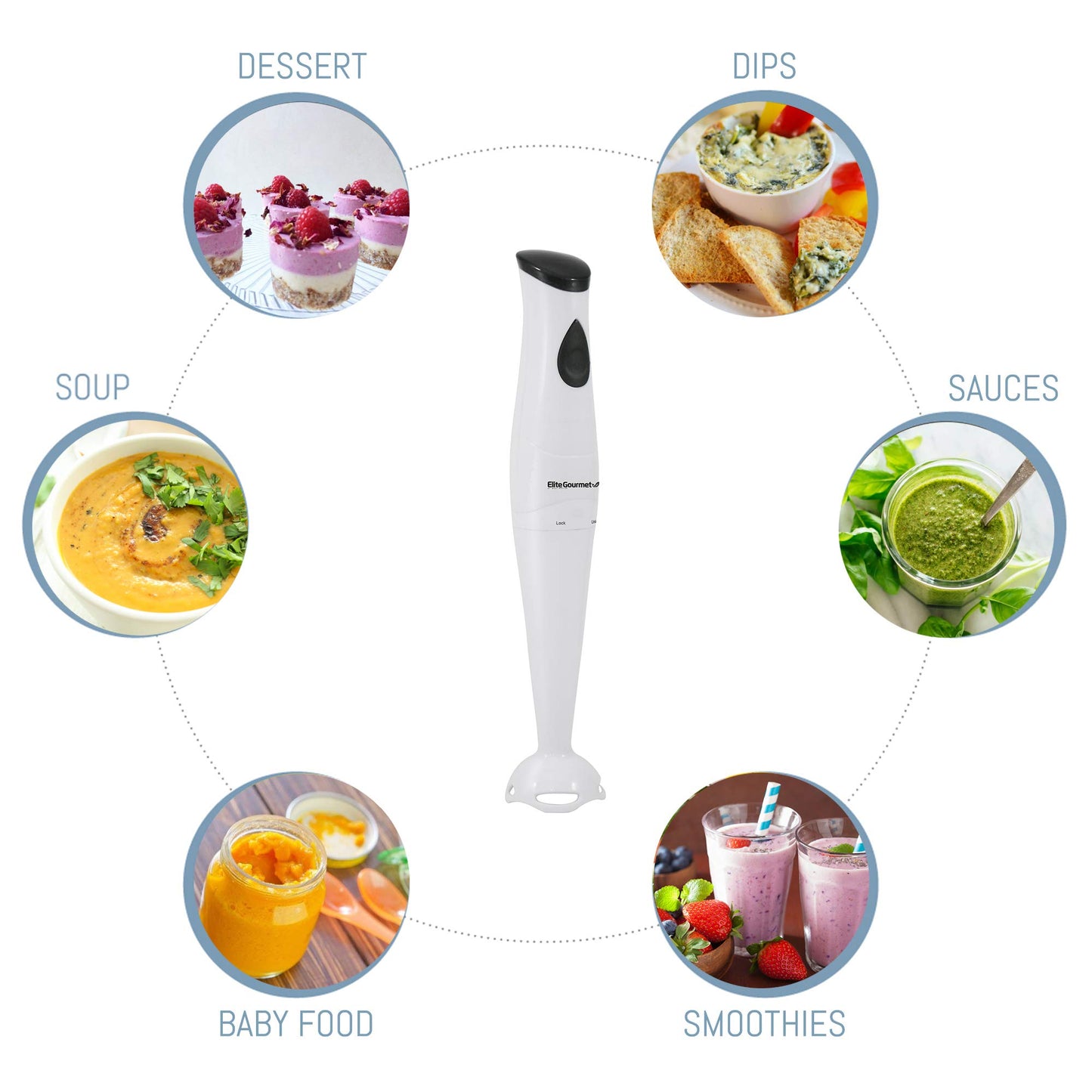 Elite Gourmet Electric Hand Blender with Chopper