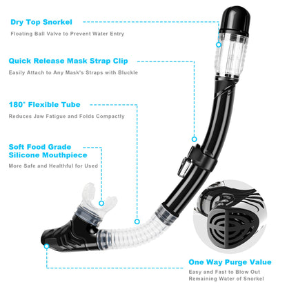 Snorkeling Gear Set with Anti-Leak Dry Top