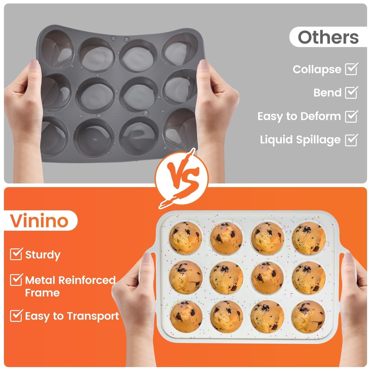 12-Cup Silicone Muffin Pan Set - Non-Stick