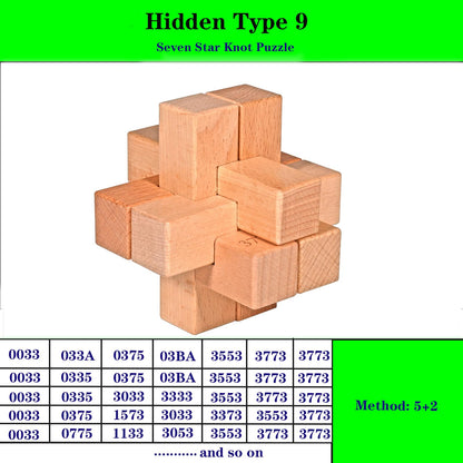 Onietoiy Difficult 20pcs DIY Wooden Brain Teaser Puzzle Toy 9 Types Assembly Building Blcok Games 94 Methods Challenge IQ Lock Toys 3D Brainteaser Educational Puzzles Unique Gift for Kids and Adults