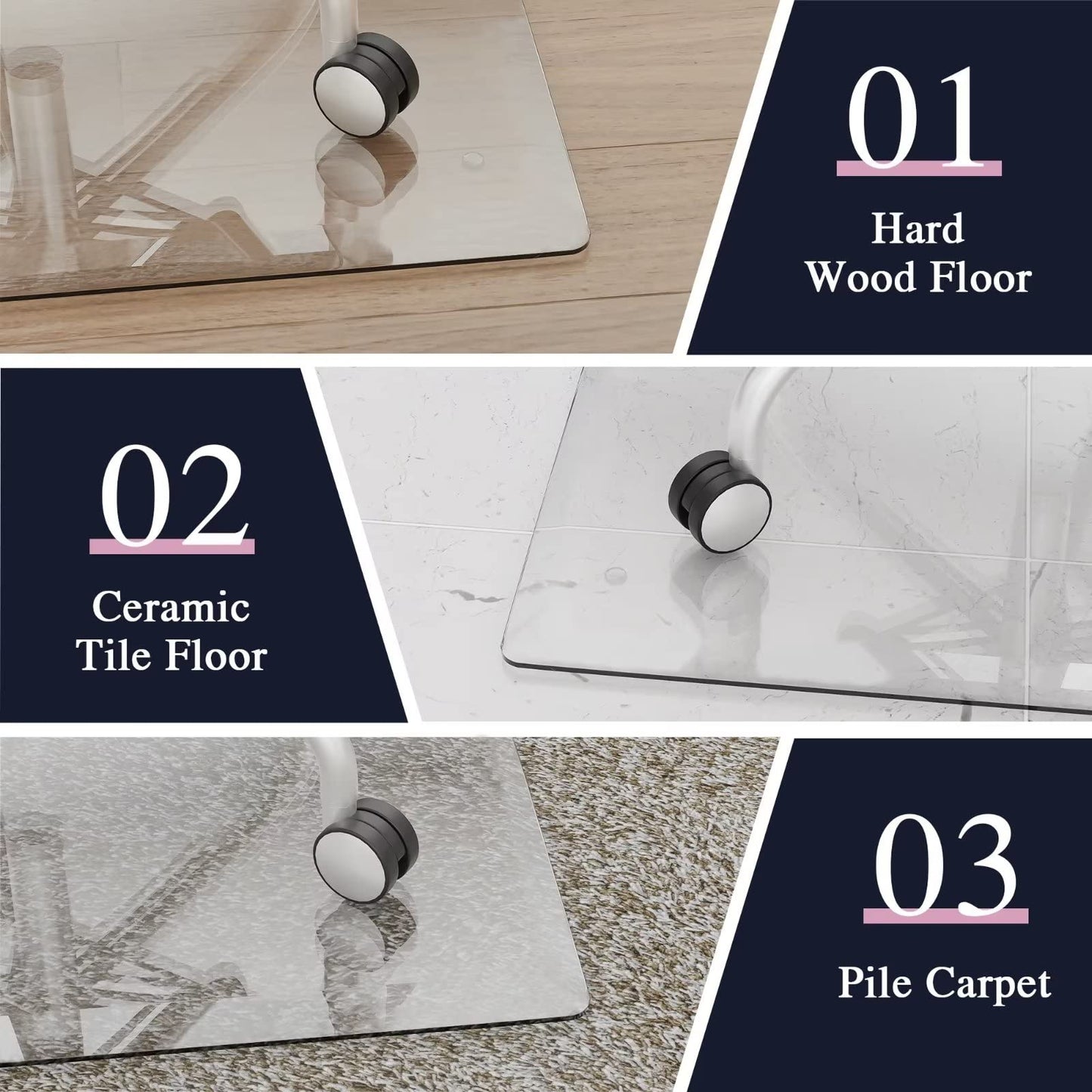MIRUO Office Chair Mat for Carpet Desk Chair Mat Tempered Glass Floor Mat for Office Chair On Carpet Mat for Office Chair On Carpet (36" x 36" x 1/6", Transparent) (A-GE10018-USAM021)