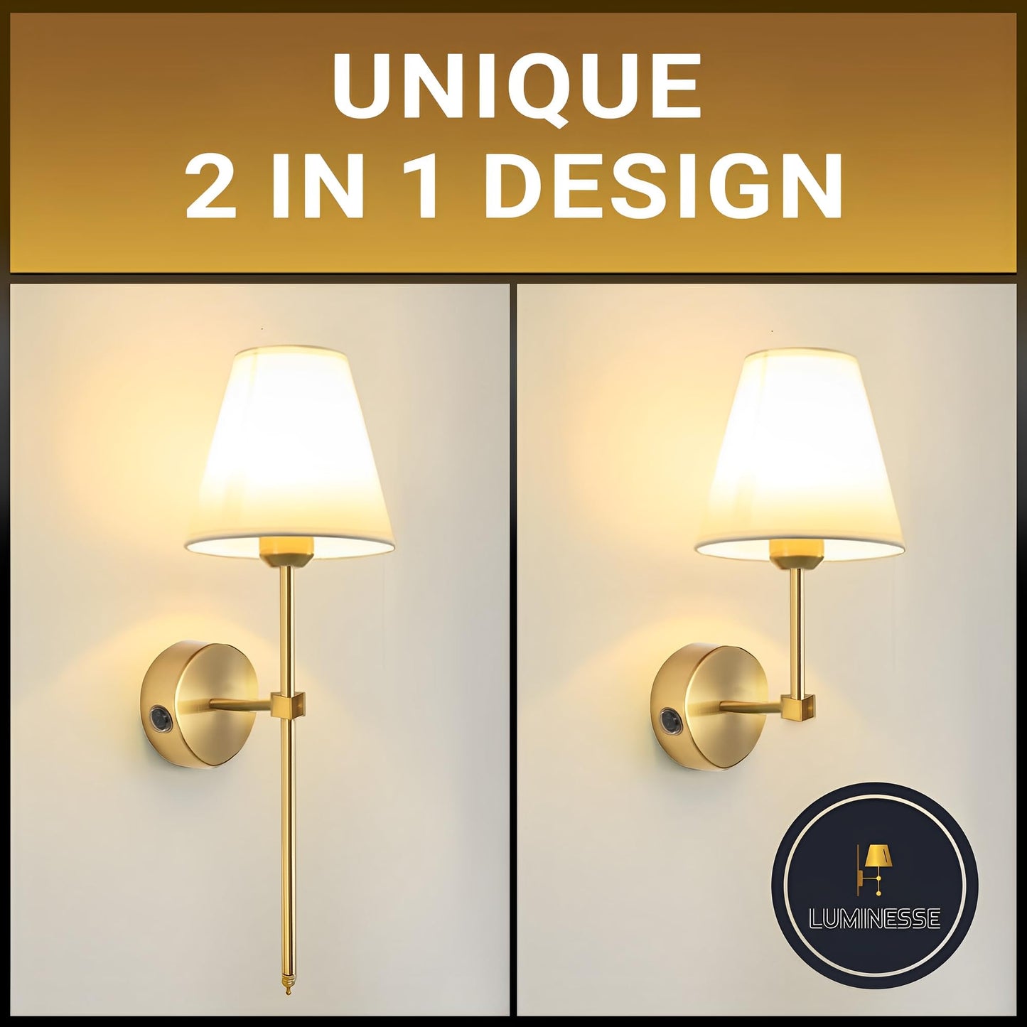 LUMINESSE Battery Operated Wall Sconces Set of Two