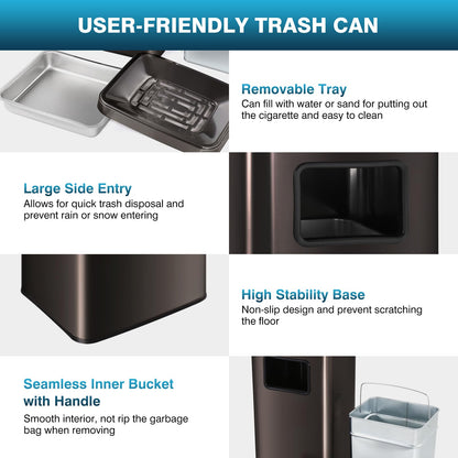 IRONWALLS Stainless Steel Outdoor Trash Can with Lid