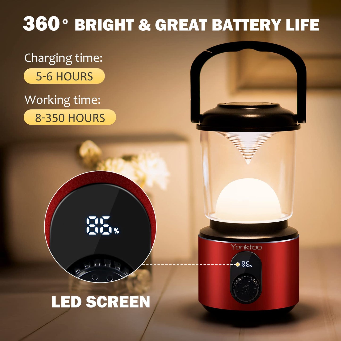 LED Camping Lantern with USB Rechargeable Battery