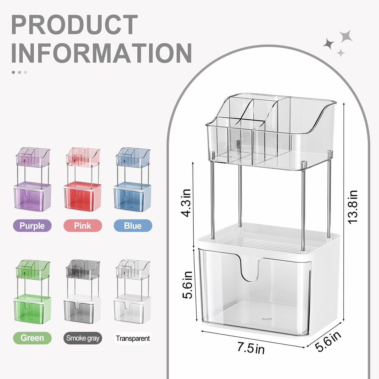 2-Tier Makeup Organizer for Bathroom Vanity