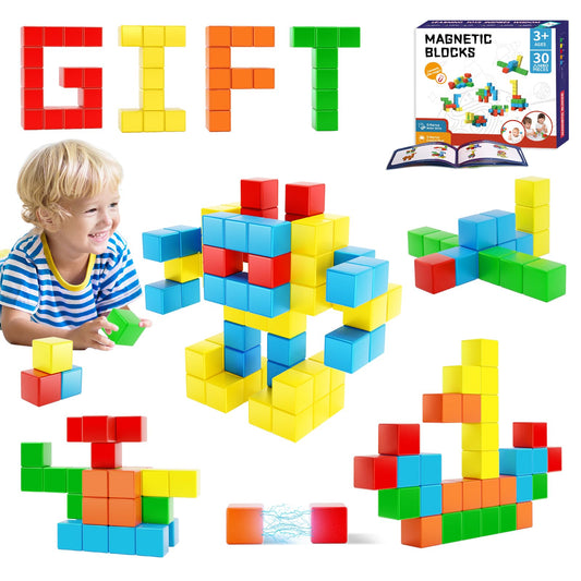 Hiwawind Magnetic Blocks 1.18 inch, Large Magnetic Cube Toy for Sensory STEM Education Preschool Magnet Toys for 3 4 5 6 Year Old Boys and Girls,Christmas Birthday Gifts for Kids Age 3+