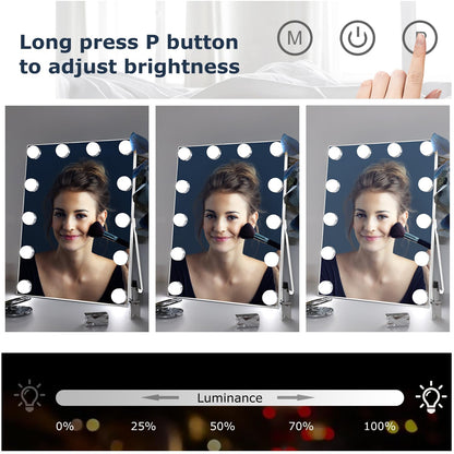 RAHYUN Makeup Mirror with Lights, Vanity Mirror with Lights Hollywood Style, 3 Color Modes, 12 Dimmable LED Bulbs, Touch Control, 360° Rotation, Lightweight & Elegant, 10"x 12"