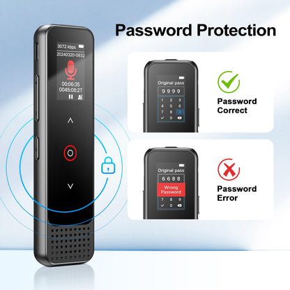 128GB Voice Recorder with Playback & Noise Cancelling
