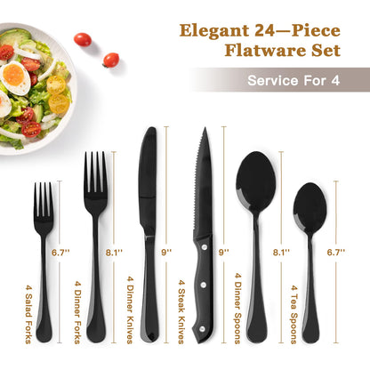 Astercook 24-Piece Stainless Steel Flatware Set