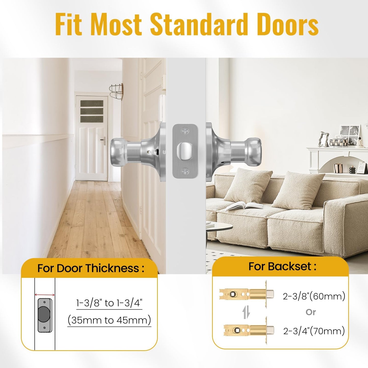 HOSOM 6 Pack Door Handle Interior Passage Door Levers No Locking Hallway Closet Doors Knobs Handle Set Keyless Wave Style Lever Door Handles Satin Nickel Door Knob