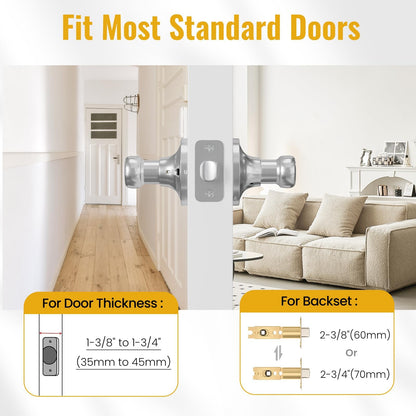 HOSOM 6 Pack Door Handle Interior Passage Door Levers No Locking Hallway Closet Doors Knobs Handle Set Keyless Wave Style Lever Door Handles Satin Nickel Door Knob