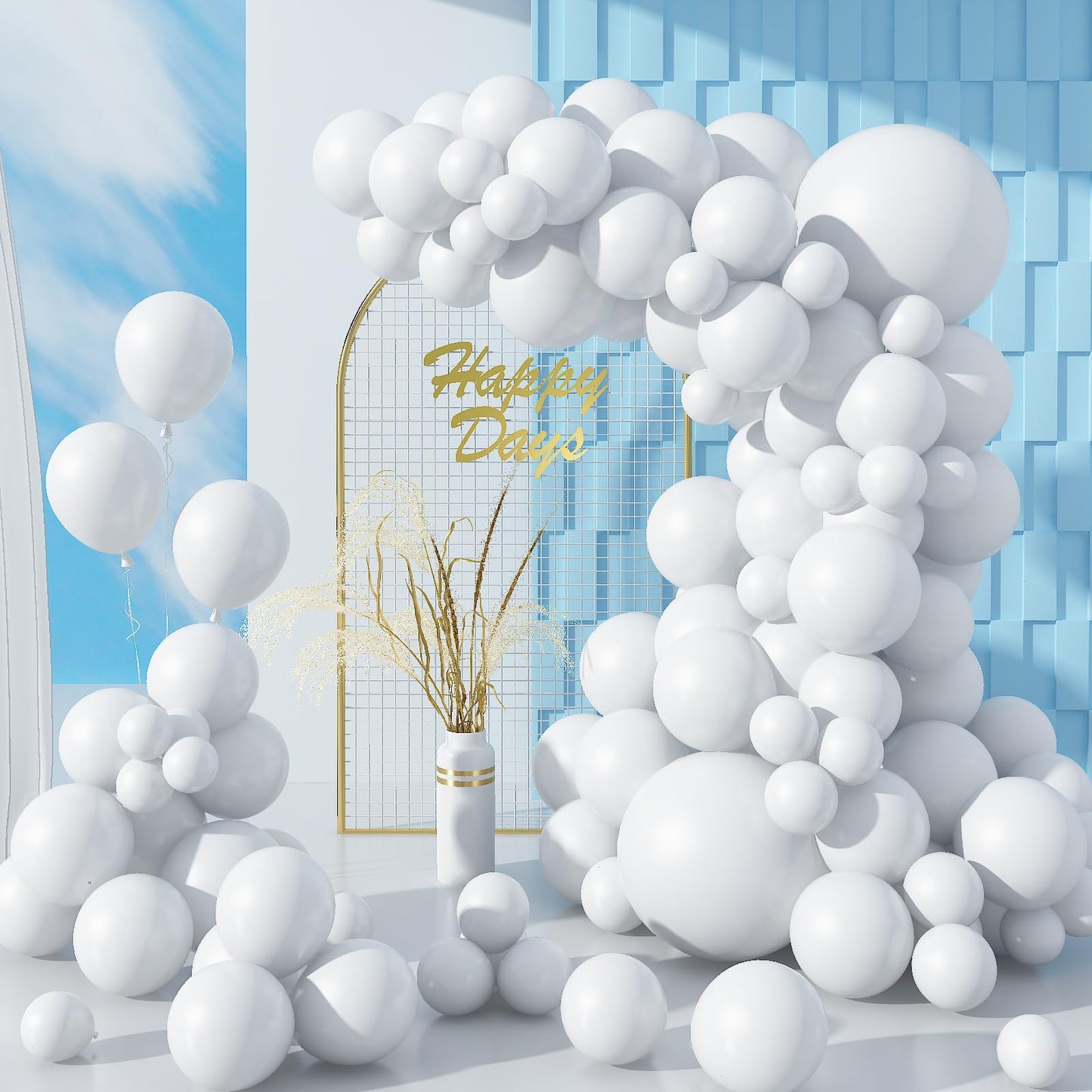 104PCS White Balloon Garland Arch Kit