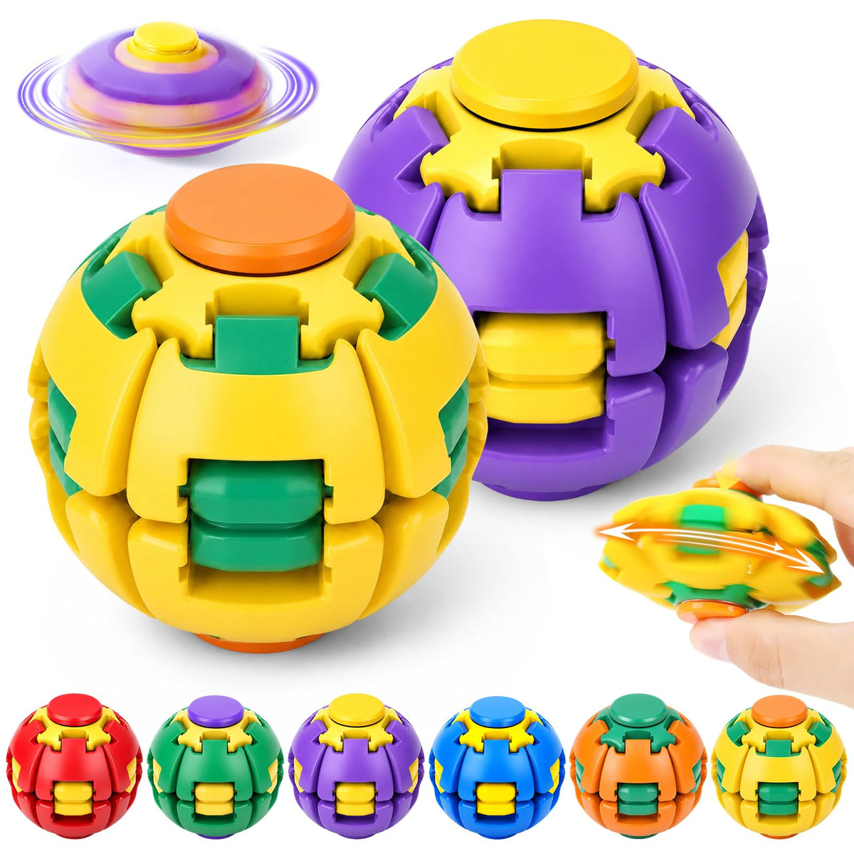 2 Pack Press to Spin Sensory Fidget Spinner Toys