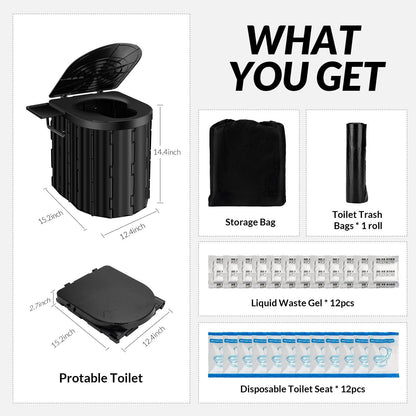 Portable Camping Toilet with Lid and Paper Holder