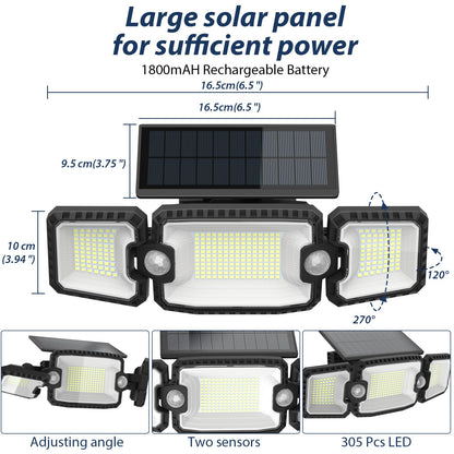 Ueuttiy Solar Flood Lights Outdoor, Solar Wall Light Cordless with 2 Motion Sensor,Solar Motion Lights 3 Adjustable Heads Solar Lights Outdoor, IP65 Waterproof (2 PCS)