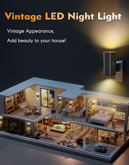 2 Pack LED Night Lights with Dusk to Dawn Sensor