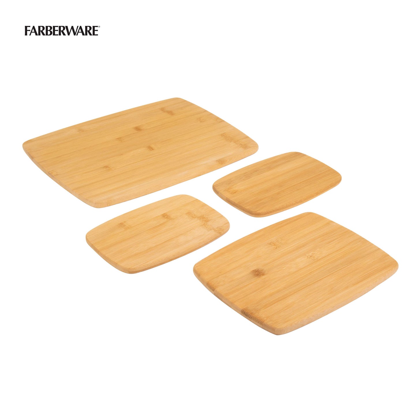 FARBERWARE 4-Piece Reversible Bamboo Cutting Board and Charcuterie Set