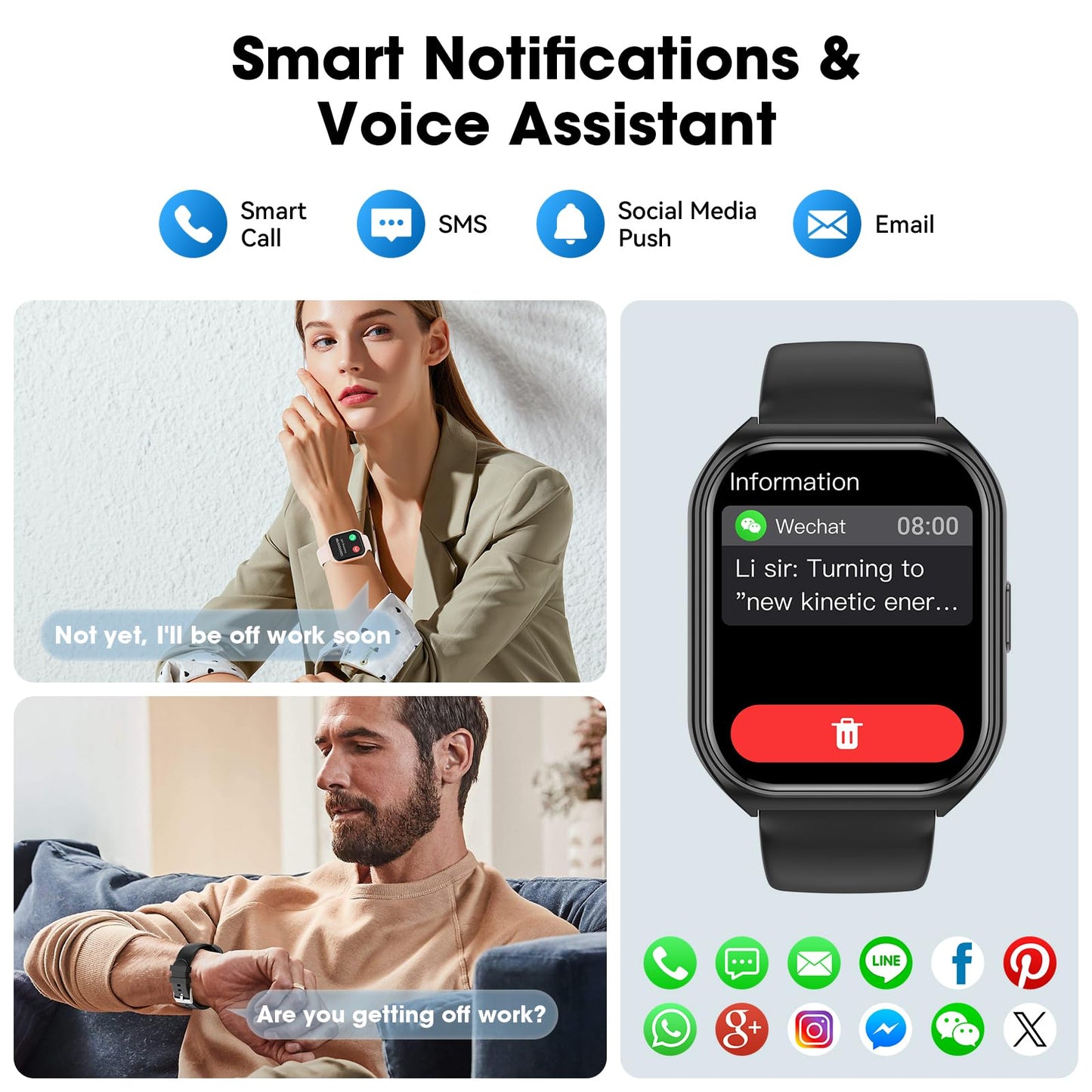 Joautrial Smart Watch for Men Women, 1.85" HD Smartwatch (Answer/Make Call),Activity Fitness Tracker with Heart Rate Sleep Monitor Pedometer,100+ Sport Modes, Fitness Watch for Android iPhone (Black)