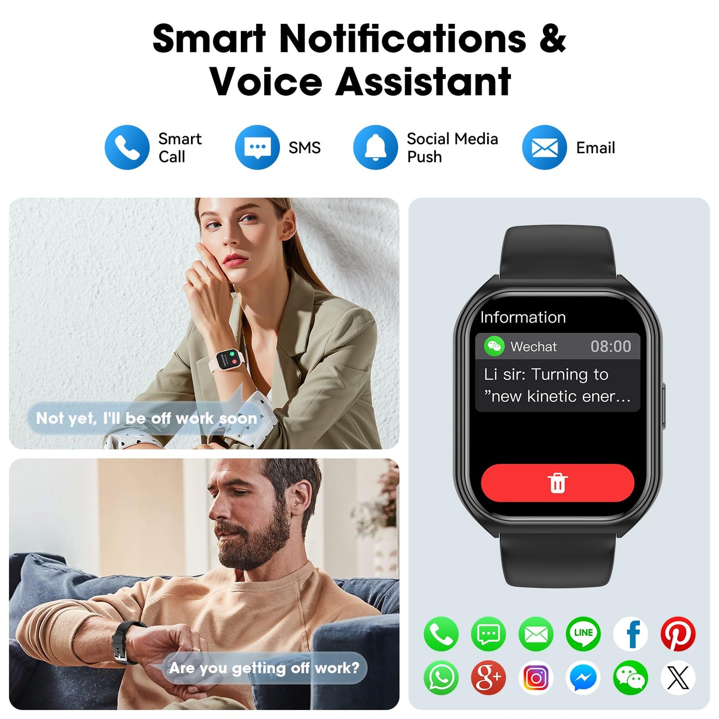 Smart Watch with Call, Fitness Tracker, 100+ Modes