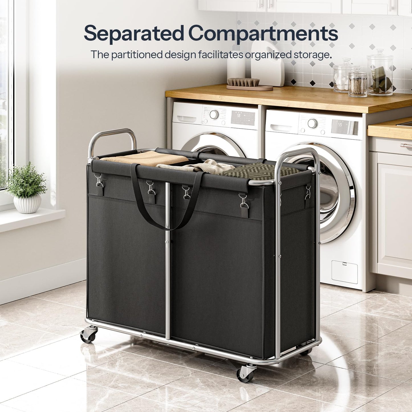 HOOBRO Rolling Laundry Basket with Wheels, 174L
