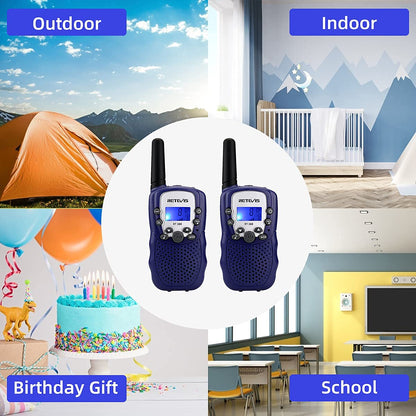 Retevis RT388 Kids Walkie Talkies,Toys for 6-12 Year Old Boys Girls,Walkie Talkies for Kids 2 Way Radio,Kids Toys Gifts for Outdoor(Dark Blue,1 Pair)