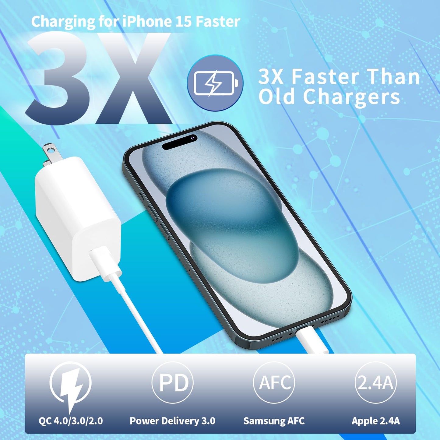 3 Pack Fast Charging iPhone 16 Charger