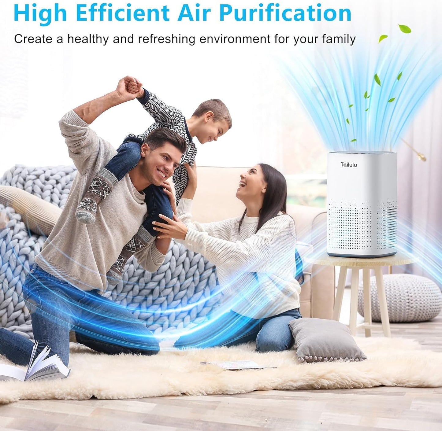 Tailulu H13 HEPA Air Purifier for Large Rooms Up to 1500ft²