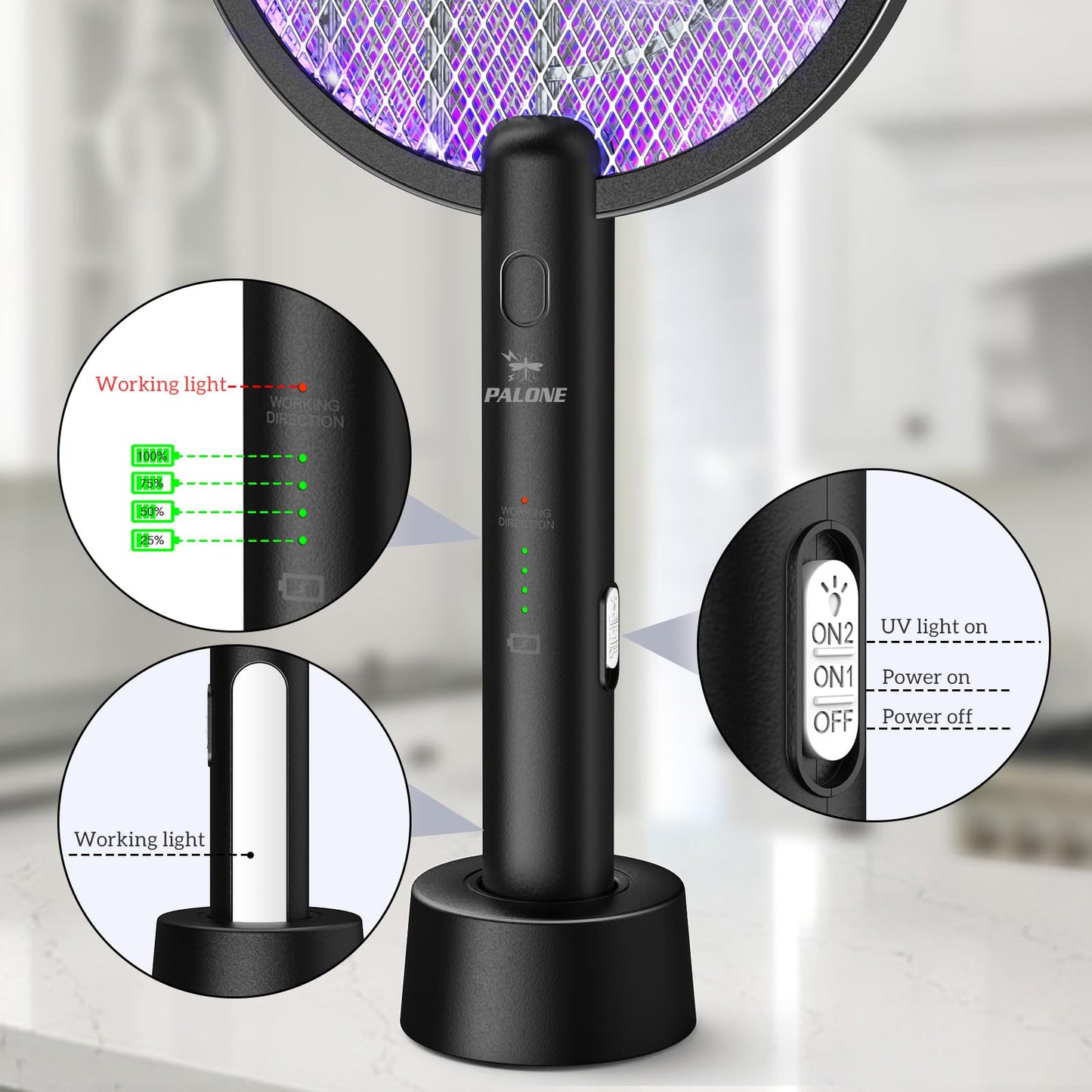 PALONE 2 in 1 Electric Fly Swatter Zapper