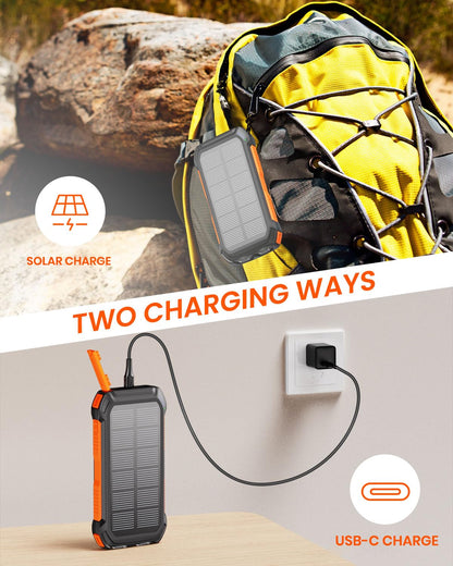 Bilivein Solar Power Bank 26800mAh with Flashlight