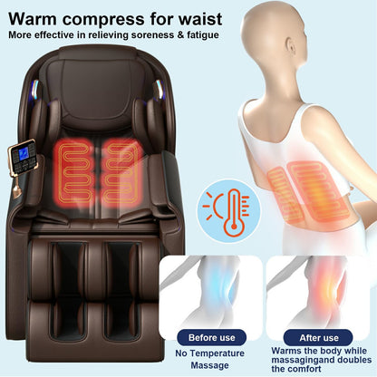 QOOQI Full Body Massage Chair, Zero Gravity Massage Chair, Automatic Shoulder Height Detection Massage Chair Recliner with Foot Rollers, Built-in Heater, Bluetooth Player for Home, Office.