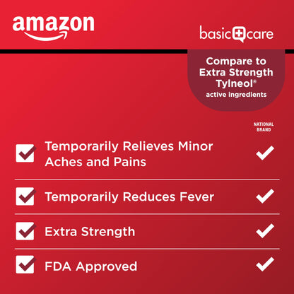 Amazon Basic Care Extra Strength Pain Relief, Acetaminophen Caplets, 500 mg, Pain Reliever/Fever Reducer, 100 Count (Packaging may vary)
