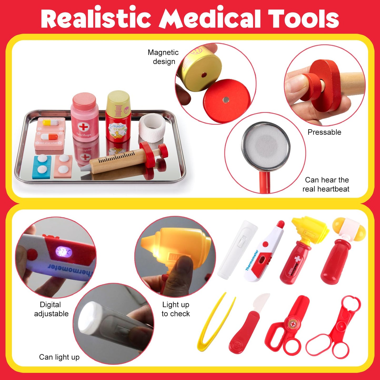 Kids Doctor Playset with Stethoscope & Accessories