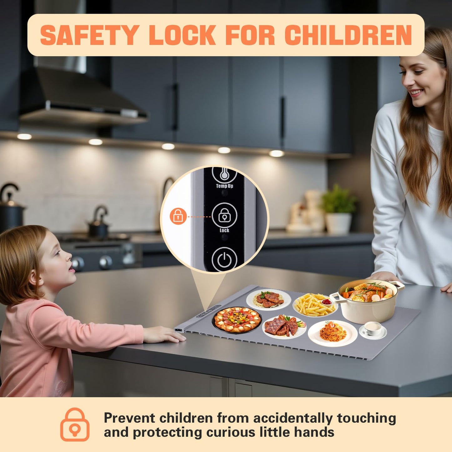 Electric Food Warming Mat with Timer & Temperature