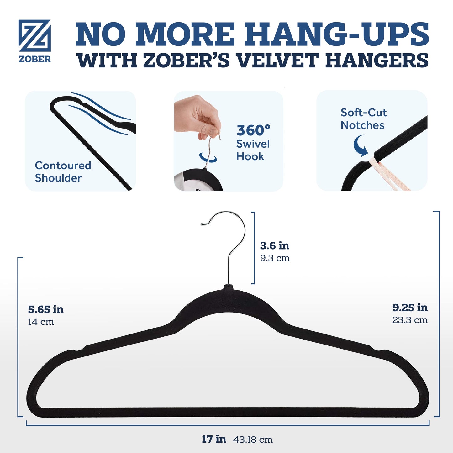 UPDATE: DEAD ❗ Zober Velvet Hangers 30 Pack - Heavy Duty Black Hangers for Coats, Pants & Dress Clothes - Non Slip Clothes Hanger Set - Space Saving Felt Hangers for Clothing