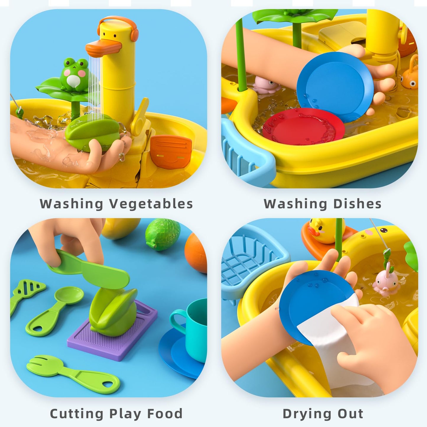 Kids 3-IN-1 Play Sink with Electric Faucet