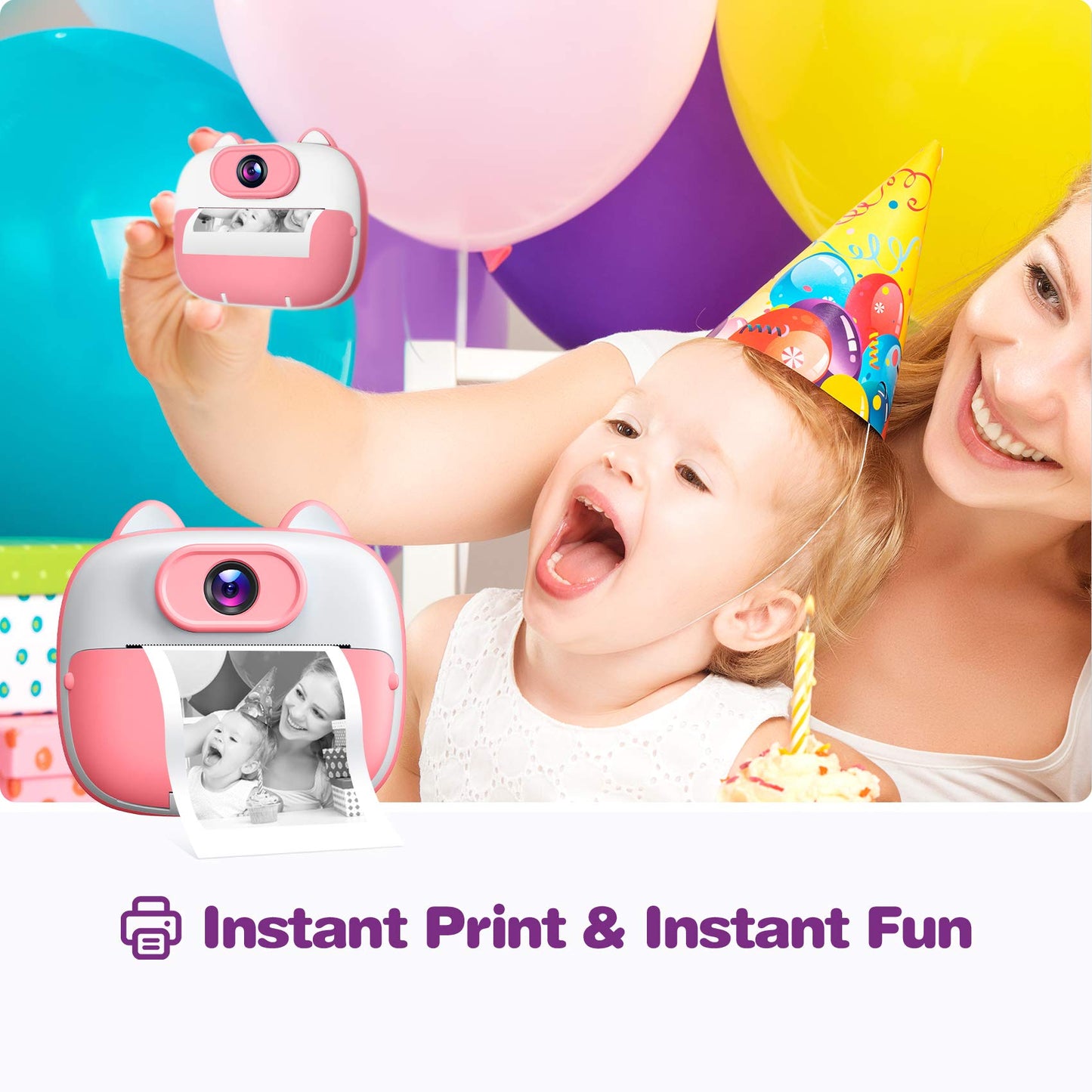 Dragon Touch Kids Instant Print Camera - Pink